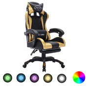 Racestoel kunstleer goud zwart met RGB LED