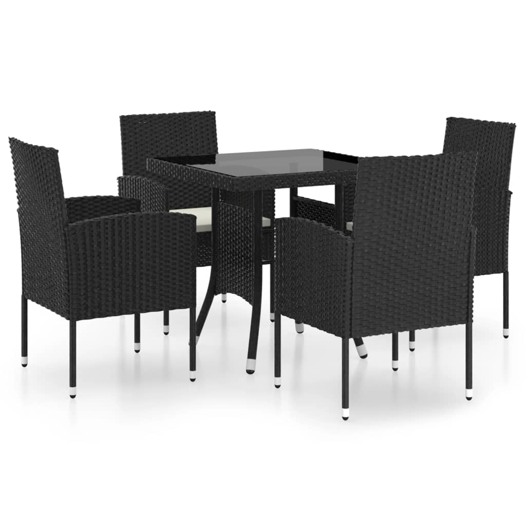 5-delige Tuinset poly rattan zwart