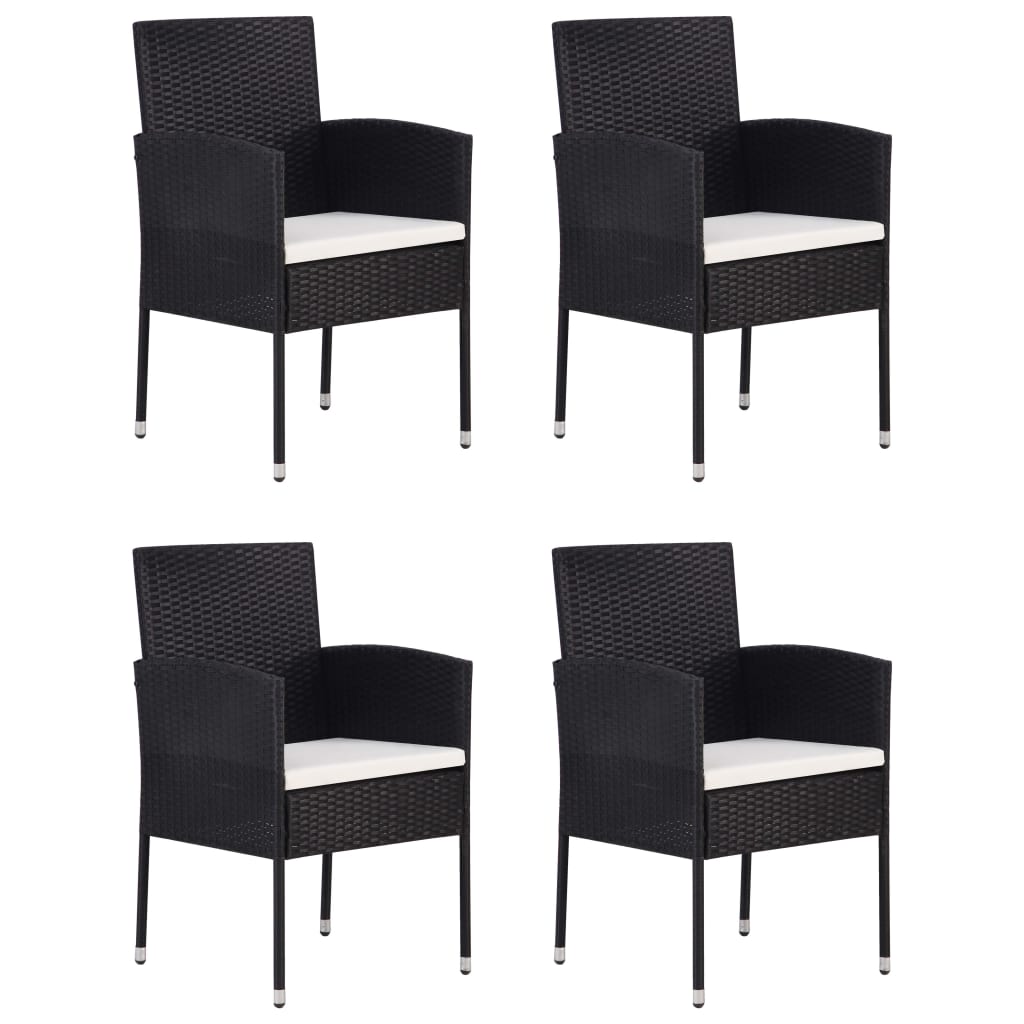 5-delige Tuinset poly rattan zwart