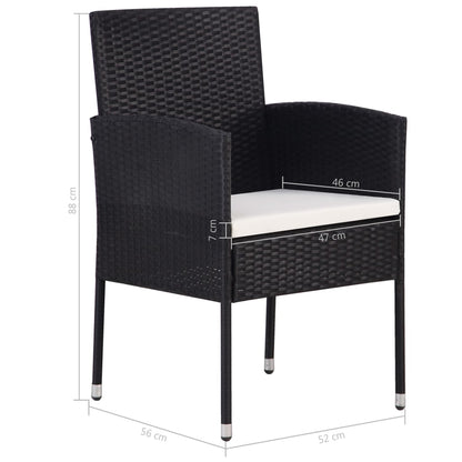 5-delige Tuinset poly rattan zwart