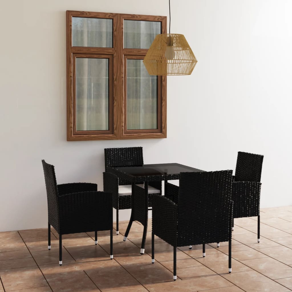 5-delige Tuinset poly rattan zwart