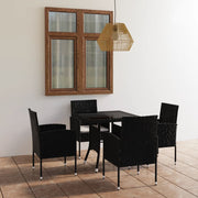 Tuinset poly rattan 5-delig zwart