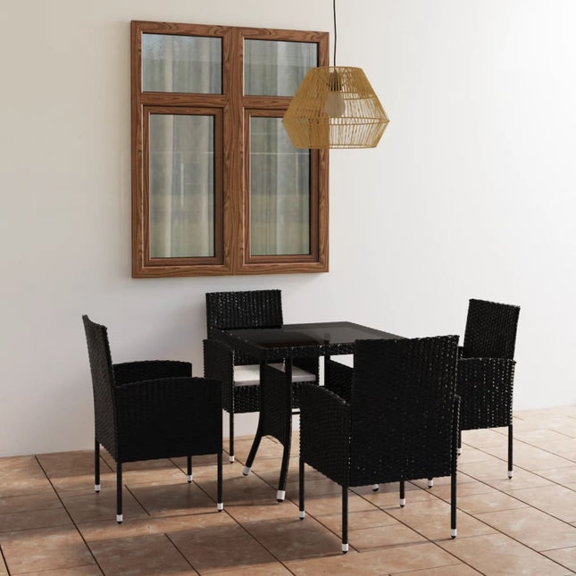 5-Delige Tuinset Poly Rattan 80 cm tafellengte Zwart en wit