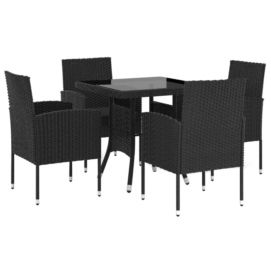 5-Delige Tuinset Poly Rattan 80 cm tafellengte Zwart