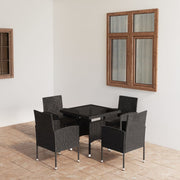 Tuinset 5-delig poly rattan zwart