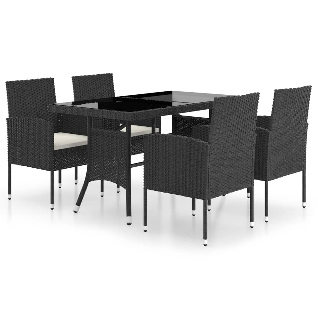 5-delige Tuinset poly rattan zwart