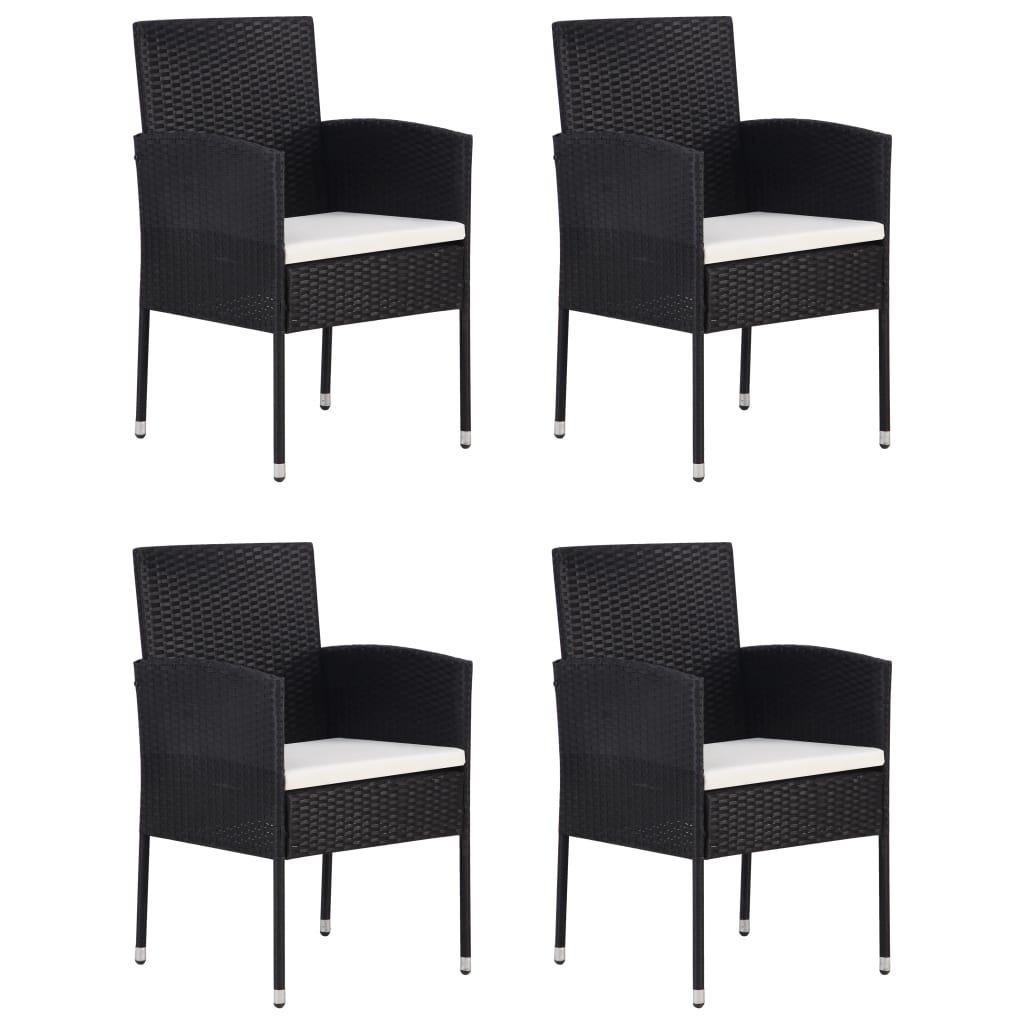 5-delige Tuinset poly rattan zwart