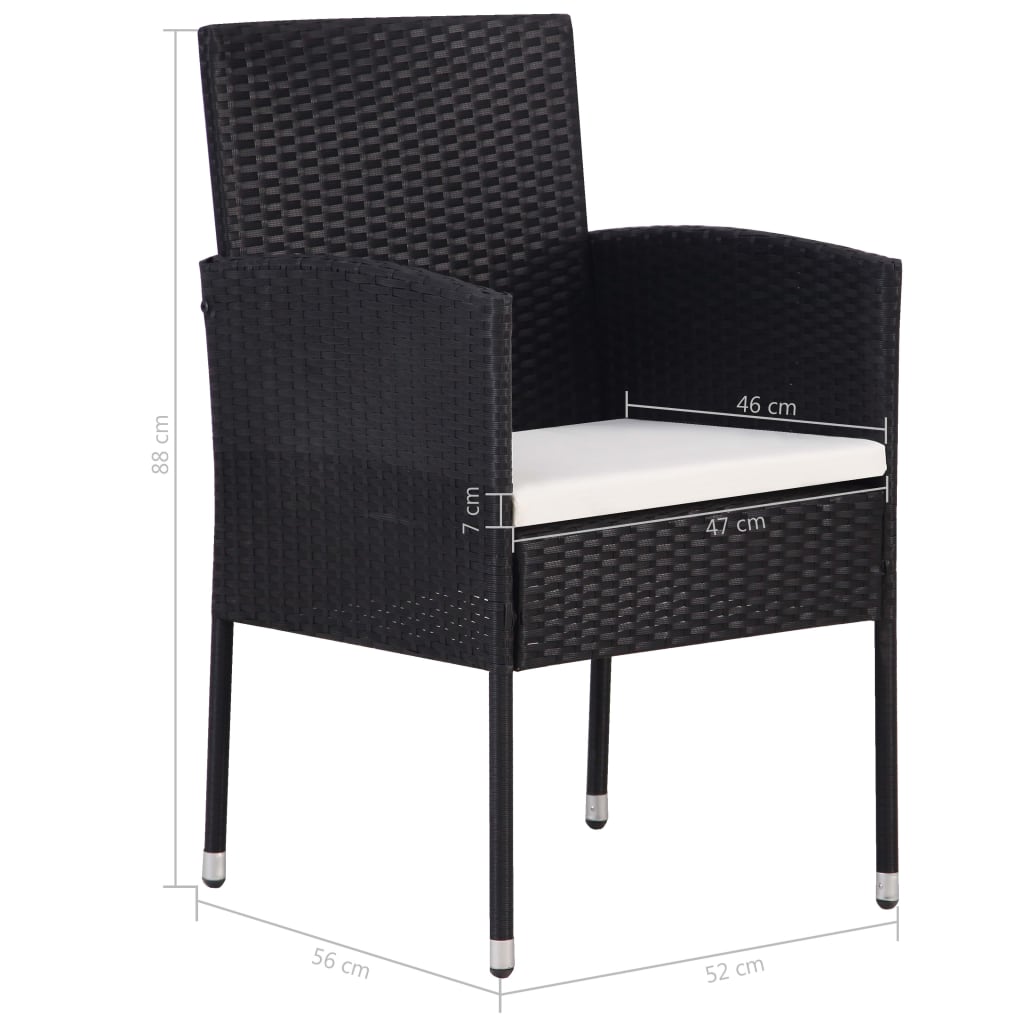 5-delige Tuinset poly rattan zwart
