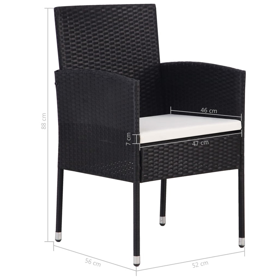 5-delige Tuinset poly rattan zwart
