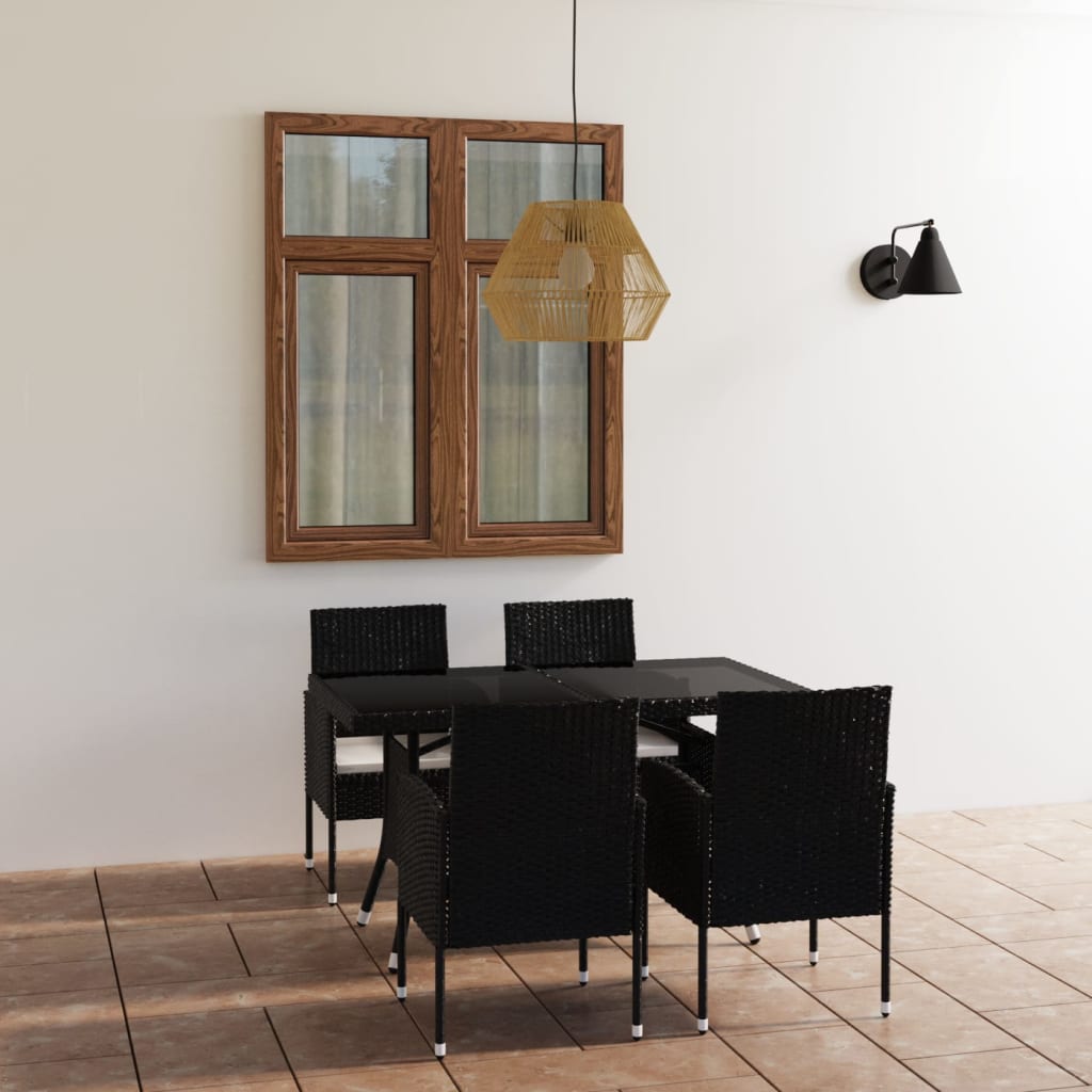 5-delige Tuinset poly rattan zwart