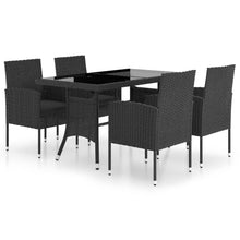 5-Delige Tuinset Poly Rattan 140 cm tafellengte Zwart