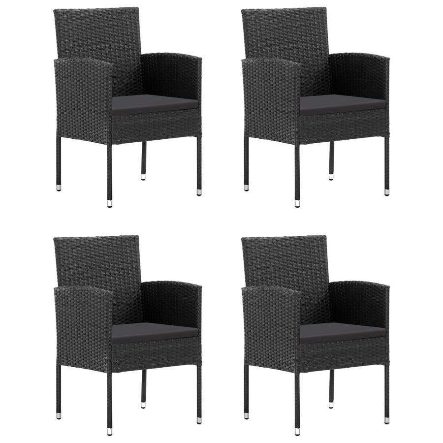 5-Delige Tuinset Poly Rattan 140 cm tafellengte Zwart