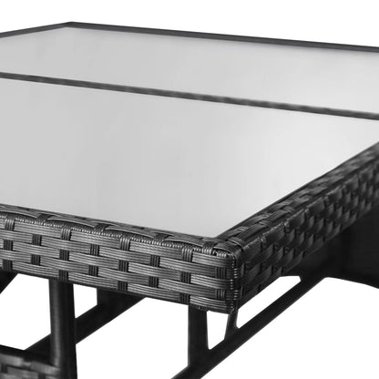 5-Delige Tuinset Poly Rattan 140 cm tafellengte Zwart