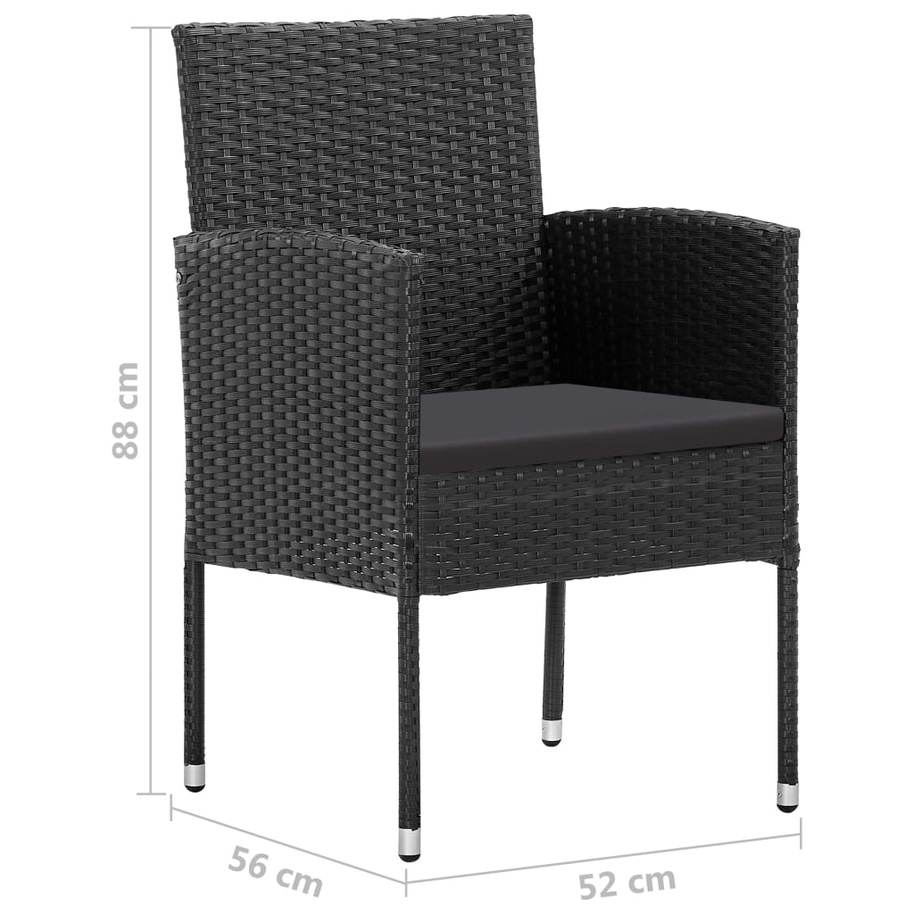 5-Delige Tuinset Poly Rattan 140 cm tafellengte Zwart