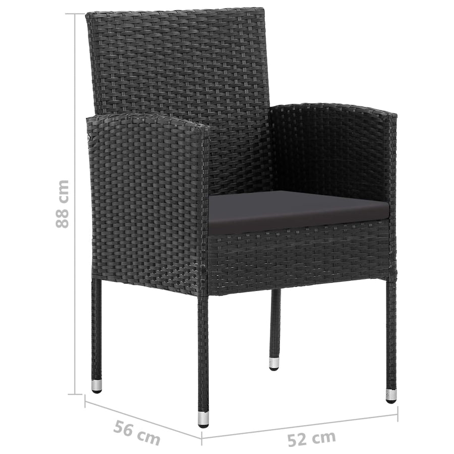 5-Delige Tuinset Poly Rattan 140 cm tafellengte Zwart