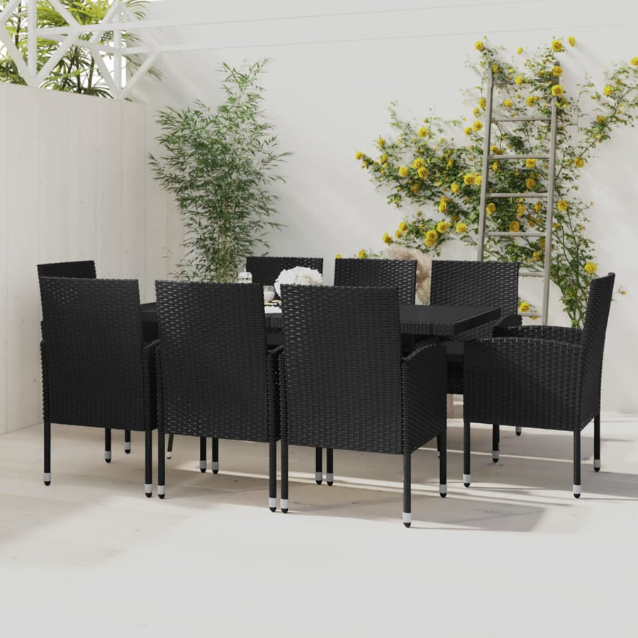 9-Delige Tuinset Poly Rattan Zwart