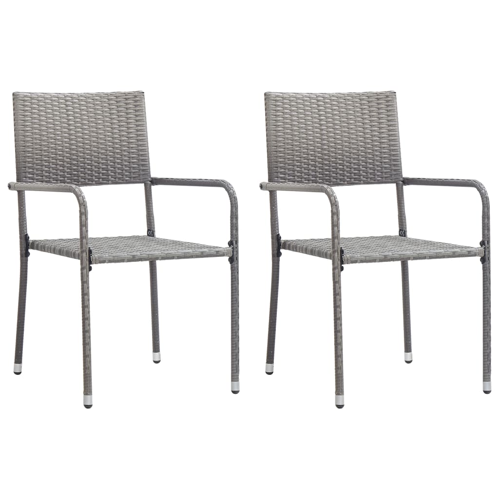 3-Delige Tuinset Poly Rattan Kleurig En Grijs 2 80 cm tafellengte Antraciet