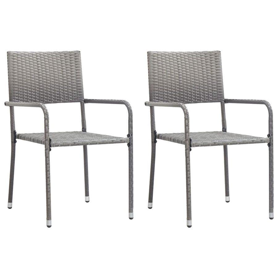 3-Delige Tuinset Poly Rattan Kleurig En Grijs 2 80 cm tafellengte Antraciet