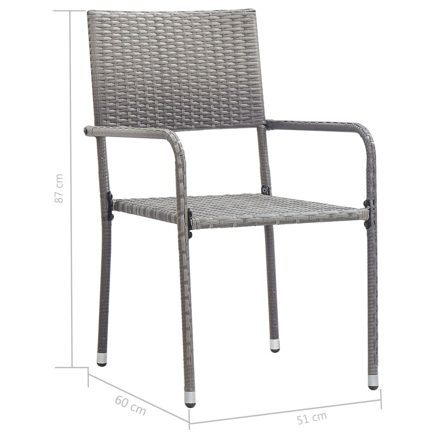 3-Delige Tuinset Poly Rattan Kleurig En Grijs 2 80 cm tafellengte Antraciet