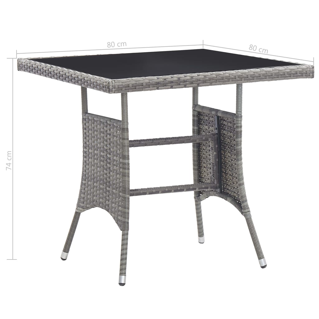 3-Delige Tuinset Poly Rattan Kleurig En Grijs 2 80 cm tafellengte Antraciet