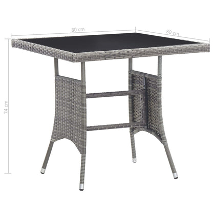 3-Delige Tuinset Poly Rattan Kleurig En Grijs 2 80 cm tafellengte Antraciet
