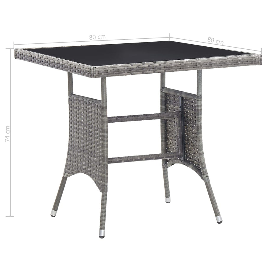 3-Delige Tuinset Poly Rattan Kleurig En Grijs 2 80 cm tafellengte Antraciet