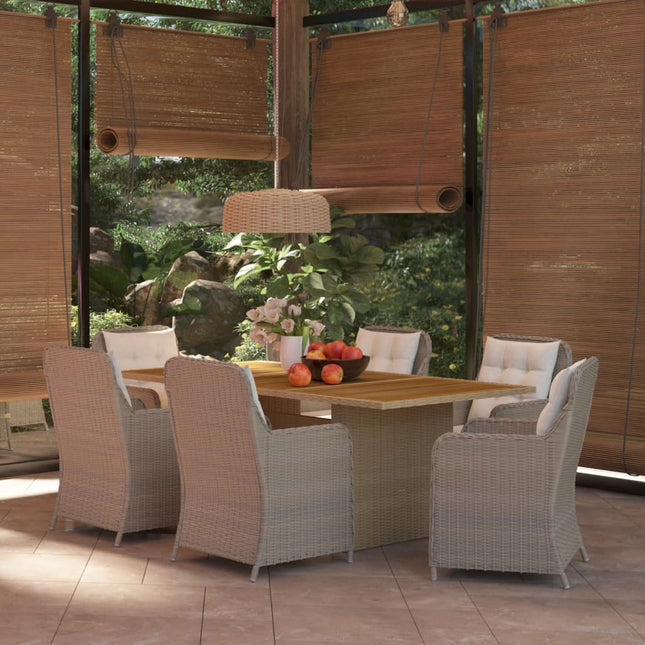 -Delige Tuinset Poly Rattan 7 Ja Bruin