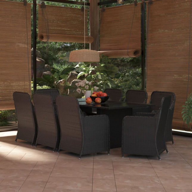 -Delige Tuinset Poly Rattan 9 Nee Zwart