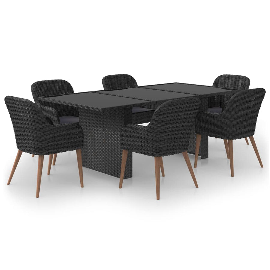 7-Delige Tuinset Poly Rattan Zwart