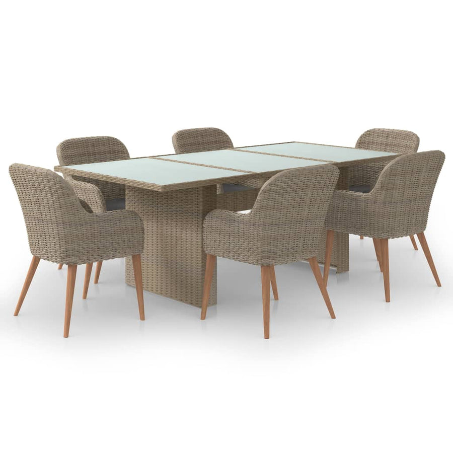 -Delige Tuinset Poly Rattan 7 Bruin en wit