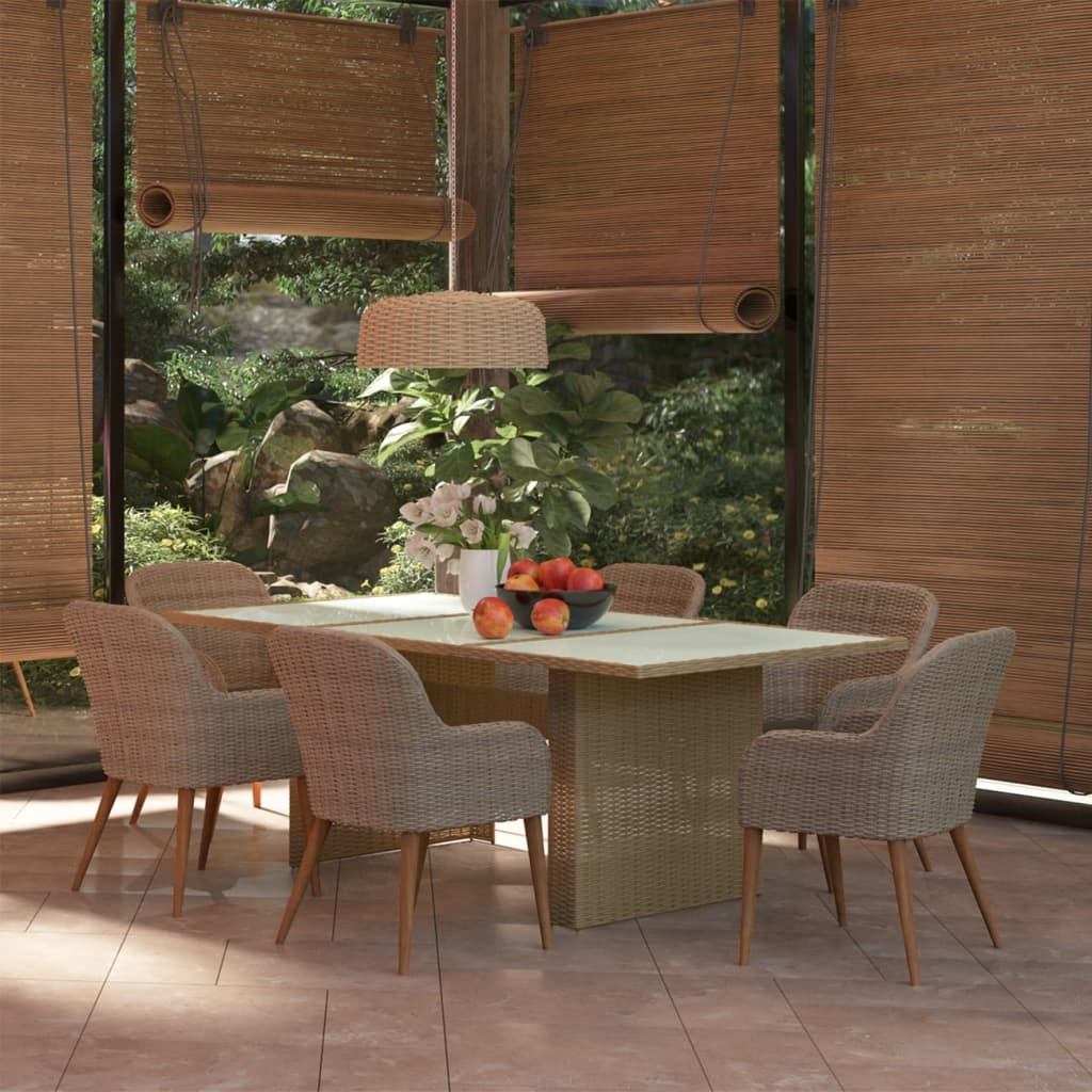-Delige Tuinset Poly Rattan 7 Bruin en wit