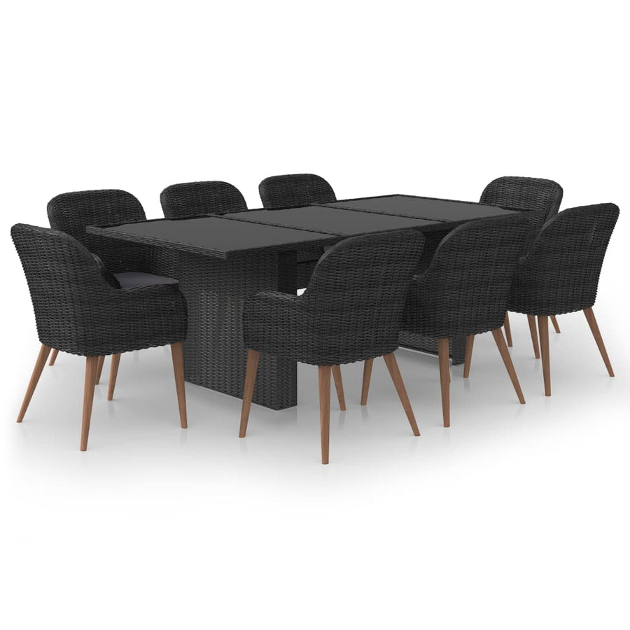 9-Delige Tuinset Poly Rattan Zwart