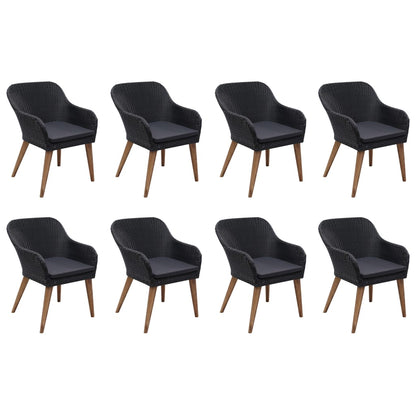 9-Delige Tuinset Poly Rattan Zwart