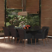 Tuinset 9-delig poly rattan zwart