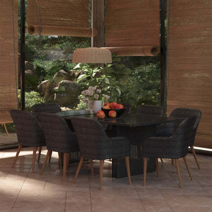 9-Delige Tuinset Poly Rattan Zwart