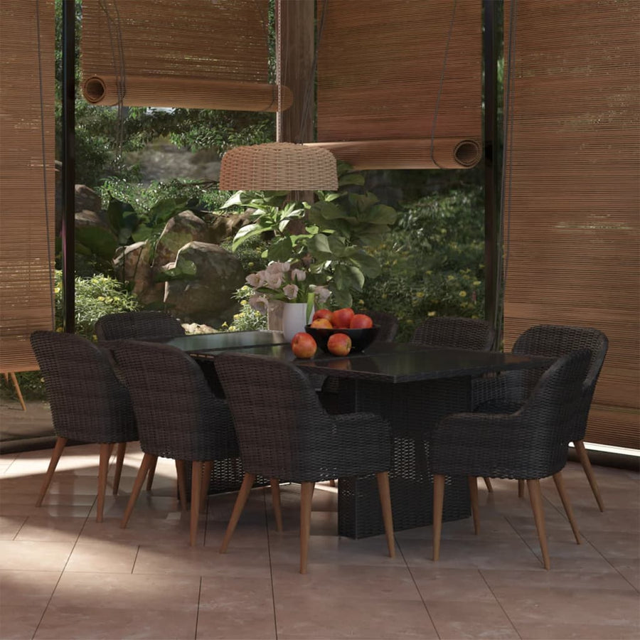 9-Delige Tuinset Poly Rattan Zwart