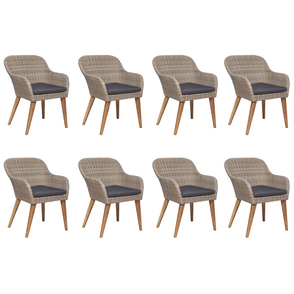 9-Delige Tuinset Poly Rattan Bruin Bruin en wit