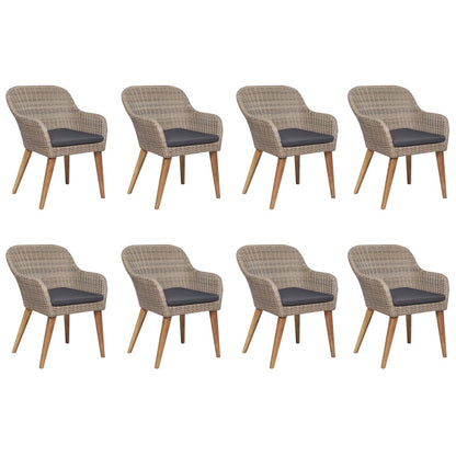9-Delige Tuinset Poly Rattan Bruin Bruin en wit