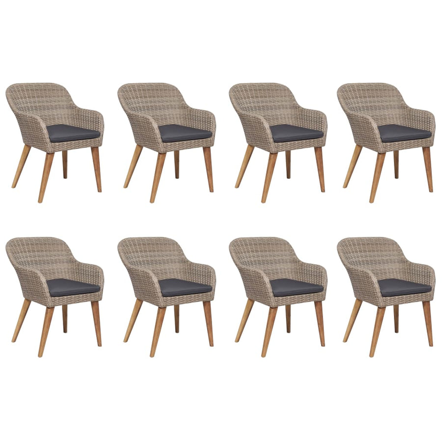 9-Delige Tuinset Poly Rattan Bruin Bruin en wit