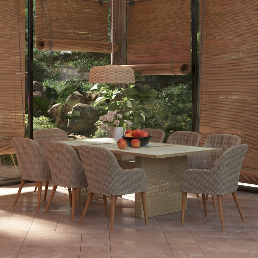 9-Delige Tuinset Poly Rattan Bruin Bruin en wit
