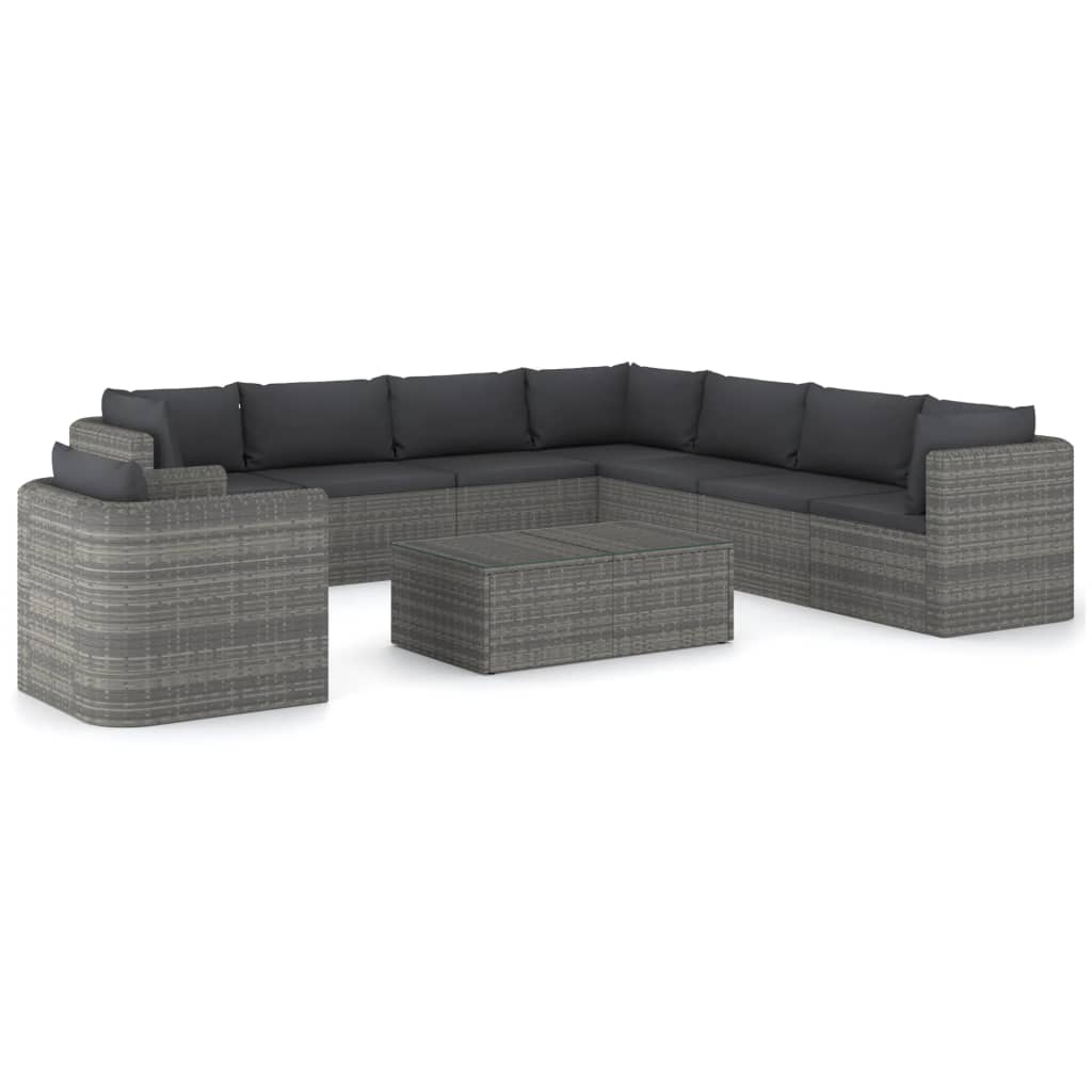 9-Delige Loungeset Met Kussens Poly Rattan 1