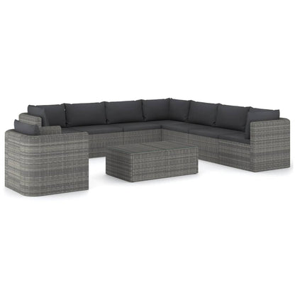 9-Delige Loungeset Met Kussens Poly Rattan 1