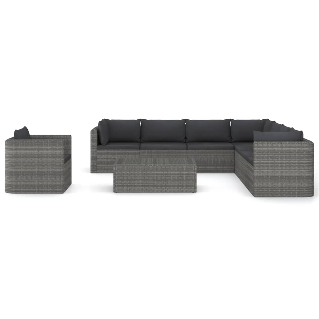 9-Delige Loungeset Met Kussens Poly Rattan 1