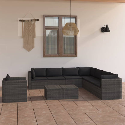 9-Delige Loungeset Met Kussens Poly Rattan 1