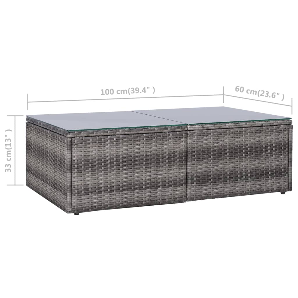 0-Delige Loungeset Met Kussens Poly Rattan Grijs 5x hoek + 4x midden + 2x Tafel