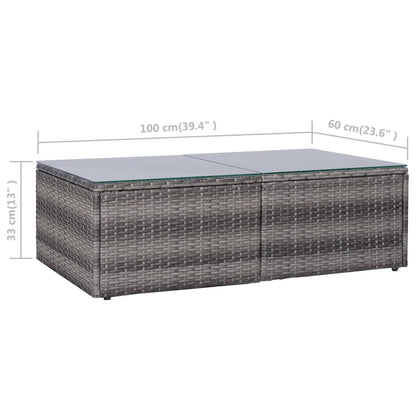 0-Delige Loungeset Met Kussens Poly Rattan Grijs 5x hoek + 4x midden + 2x Tafel