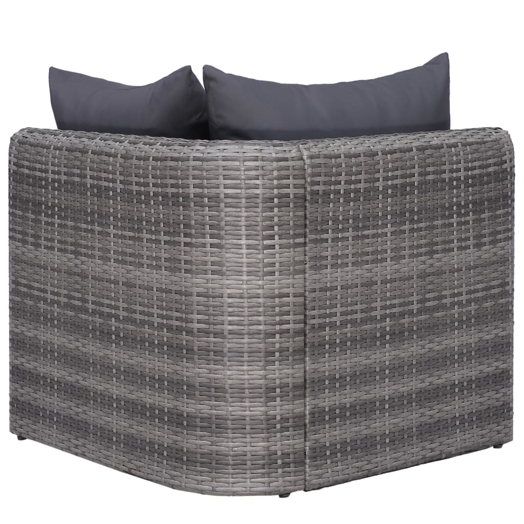 0-Delige Loungeset Met Kussens Poly Rattan Grijs 5x hoek + 4x midden + 2x Tafel