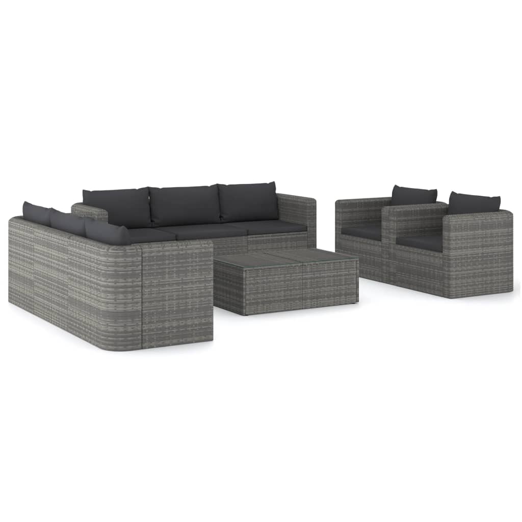 9-Delige Loungeset Met Kussens Poly Rattan 1