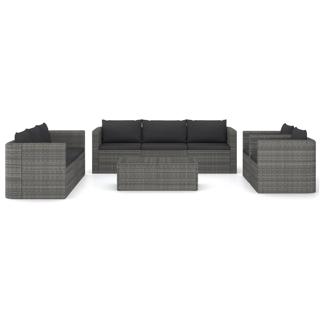 9-Delige Loungeset Met Kussens Poly Rattan 1