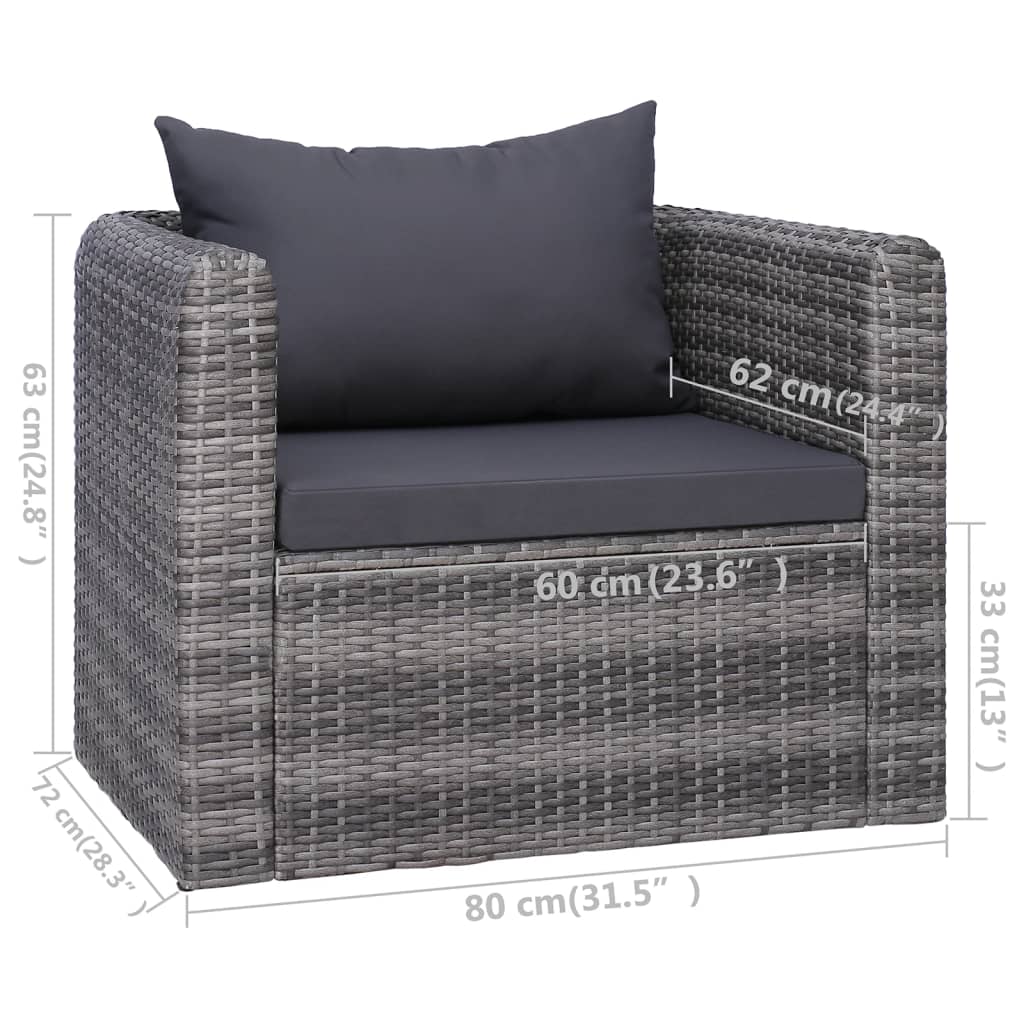 9-Delige Loungeset Met Kussens Poly Rattan 1